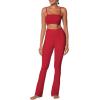 image:imageSunzel High Waist Mini Flared Leggings for Women Tummy Control Casual Flare Yoga Pants for Yoga Workout GymDeep Red