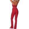 image:imageSunzel High Waist Mini Flared Leggings for Women Tummy Control Casual Flare Yoga Pants for Yoga Workout GymDeep Red