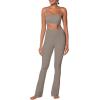 image:imageSunzel High Waist Mini Flared Leggings for Women Tummy Control Casual Flare Yoga Pants for Yoga Workout GymDesert Taupe