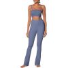 image:imageSunzel High Waist Mini Flared Leggings for Women Tummy Control Casual Flare Yoga Pants for Yoga Workout GymGrayish Blue