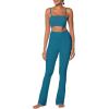 image:imageSunzel High Waist Mini Flared Leggings for Women Tummy Control Casual Flare Yoga Pants for Yoga Workout GymLyons Blue