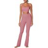 image:imageSunzel High Waist Mini Flared Leggings for Women Tummy Control Casual Flare Yoga Pants for Yoga Workout GymRose Pink