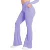 image:imageSunzel Flare Leggings for Women with Pockets Crossover Yoga Pants with Tummy Control High Waisted and Wide Leg Side PocketsLilac