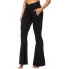 image:imageSunzel Flare Leggings for Women with Pockets Crossover Yoga Pants with Tummy Control High Waisted and Wide Leg Side PocketsOnyx