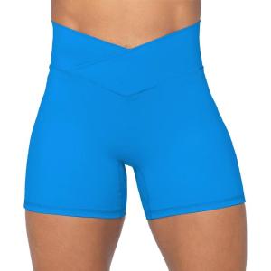 image:imageSunzel Crossover Biker Shorts for Women No Front Seam V High Waist Yoga Workout Gym Shorts with Tummy ControlClassic Blue