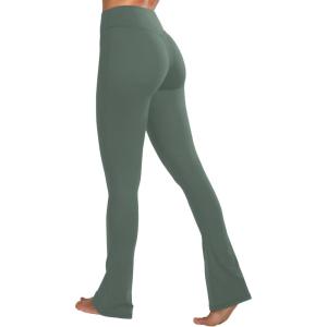 image:imageSunzel High Waist Mini Flared Leggings for Women Tummy Control Casual Flare Yoga Pants for Yoga Workout GymAsh Green