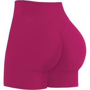 image:imageSunzel Womens Invisible Butt Scrunch Shorts High Waisted Biker Shorts Gym Workout Yoga Running Shorts with Tummy ControlSangria
