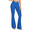 image:imageSunzel Flare Leggings Crossover Yoga Pants with Tummy Control High Waisted and Wide Leg No Front Seam Classic Blue Medium 30 Inseam