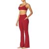 image:imageSunzel Sunzfly Womens Mini Flare Leggings with Pockets High Waisted Tummy Control Yoga Pants Bootcut Workout Gym CasualDeep Red
