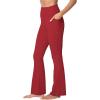 image:imageSunzel Sunzfly Womens Mini Flare Leggings with Pockets High Waisted Tummy Control Yoga Pants Bootcut Workout Gym CasualDeep Red