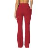 image:imageSunzel Sunzfly Womens Mini Flare Leggings with Pockets High Waisted Tummy Control Yoga Pants Bootcut Workout Gym CasualDeep Red