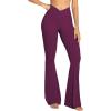 image:imageSunzel Womens Flare Leggings No Front Seam Flare Yoga Pants with Tummy Control Crossover High Waist  28  30  32  34Cherry Red