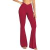 image:imageSunzel Womens Flare Leggings No Front Seam Flare Yoga Pants with Tummy Control Crossover High Waist  28  30  32  34True Red