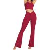 image:imageSunzel Womens Flare Leggings No Front Seam Flare Yoga Pants with Tummy Control Crossover High Waist  28  30  32  34True Red