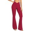 image:imageSunzel Womens Flare Leggings No Front Seam Flare Yoga Pants with Tummy Control Crossover High Waist  28  30  32  34True Red