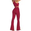 image:imageSunzel Womens Flare Leggings No Front Seam Flare Yoga Pants with Tummy Control Crossover High Waist  28  30  32  34True Red