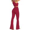 image:imageSunzel Womens Flare Leggings No Front Seam Flare Yoga Pants with Tummy Control Crossover High Waist  28  30  32  34True Red