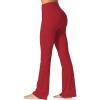 image:imageSunzel Sunzfly Womens Mini Flare Leggings with Pockets High Waisted Tummy Control Yoga Pants Bootcut Workout Gym CasualDeep Red