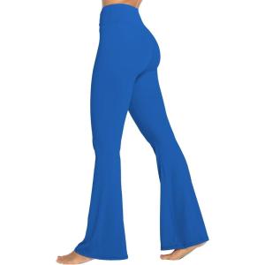 image:imageSunzel Flare Leggings Crossover Yoga Pants with Tummy Control High Waisted and Wide Leg No Front Seam Classic Blue Medium 30 Inseam
