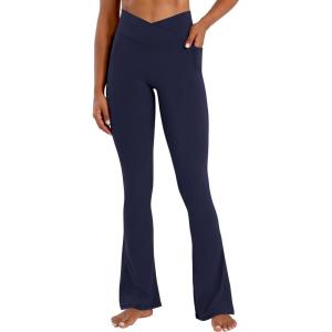 image:imageSunzel Hidden Butt Lifting Scrunch Flare Leggings for Women with Pockets No Front Seam Tummy Control Mini Flared Yoga PantsBaritone Blue