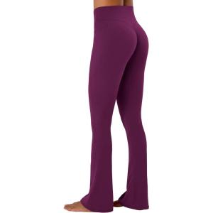 image:imageSunzel Hidden Butt Lifting Scrunch Flare Leggings for Women with Pockets No Front Seam Tummy Control Mini Flared Yoga PantsCherry Red