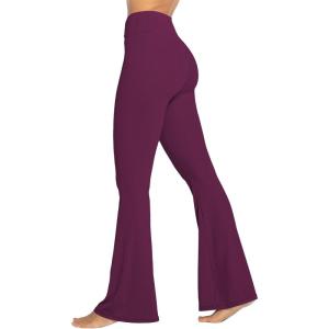 image:imageSunzel Womens Flare Leggings No Front Seam Flare Yoga Pants with Tummy Control Crossover High Waist  28  30  32  34Cherry Red