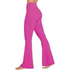 image:imageSunzel Womens Flare Leggings No Front Seam Flare Yoga Pants with Tummy Control Crossover High Waist  28  30  32  34Hot Pink