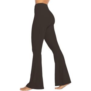 image:imageSunzel Womens Flare Leggings No Front Seam Flare Yoga Pants with Tummy Control Crossover High Waist  28  30  32  34Seal Brown