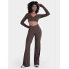 image:imageSunzel Women Hidden Butt Lift Flare Yoga Pants No Front Seam V Crossover High Waist Flare Leg Lounge Workout Flared LeggingsSeal Brown