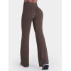 image:imageSunzel Women Hidden Butt Lift Flare Yoga Pants No Front Seam V Crossover High Waist Flare Leg Lounge Workout Flared LeggingsSeal Brown