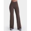 image:imageSunzel Women Hidden Butt Lift Flare Yoga Pants No Front Seam V Crossover High Waist Flare Leg Lounge Workout Flared LeggingsSeal Brown