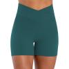 image:imageSunzel Sunlissia Hidden Butt Lifting Scrunch Biker Shorts Women Crossover High Waist Workout Shorts with Tummy ControlForest Green