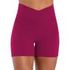 image:imageSunzel Sunlissia Hidden Butt Lifting Scrunch Biker Shorts Women Crossover High Waist Workout Shorts with Tummy ControlSangria