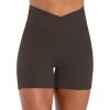 image:imageSunzel Sunlissia Hidden Butt Lifting Scrunch Biker Shorts Women Crossover High Waist Workout Shorts with Tummy ControlSeal Brown