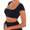 image:imageSunzel Womens Short Sleeve Crop Top with Built in Bra Athletic Yoga T Shirt Casual Fitted Workout Gym Active Tee with PaddingBlack