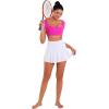 image:imageSunzel Womens Short Sleeve Crop Top with Built in Bra Athletic Yoga T Shirt Casual Fitted Workout Gym Active Tee with PaddingHot Pink