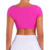 image:imageSunzel Womens Short Sleeve Crop Top with Built in Bra Athletic Yoga T Shirt Casual Fitted Workout Gym Active Tee with PaddingHot Pink