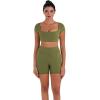 image:imageSunzel Womens Short Sleeve Crop Top with Built in Bra Athletic Yoga T Shirt Casual Fitted Workout Gym Active Tee with PaddingOlive Green