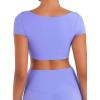 image:imageSunzel Womens Short Sleeve Crop Top with Built in Bra Athletic Yoga T Shirt Casual Fitted Workout Gym Active Tee with PaddingPeriwinkle