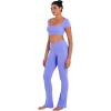 image:imageSunzel Womens Short Sleeve Crop Top with Built in Bra Athletic Yoga T Shirt Casual Fitted Workout Gym Active Tee with PaddingPeriwinkle
