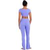 image:imageSunzel Womens Short Sleeve Crop Top with Built in Bra Athletic Yoga T Shirt Casual Fitted Workout Gym Active Tee with PaddingPeriwinkle