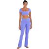 image:imageSunzel Womens Short Sleeve Crop Top with Built in Bra Athletic Yoga T Shirt Casual Fitted Workout Gym Active Tee with PaddingPeriwinkle