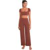 image:imageSunzel Womens Short Sleeve Crop Top with Built in Bra Athletic Yoga T Shirt Casual Fitted Workout Gym Active Tee with PaddingWine Red