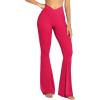 image:imageSunzel Flare Leggings Crossover Yoga Pants with Tummy Control HighWaisted and Wide LegTrue Red
