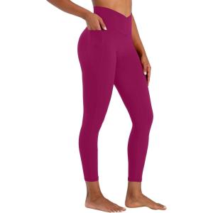 image:imageSunzel Butt Lifting Scrunch Leggings for Women with Pockets No Front Seam Crossover Workout Booty Yoga Pants Tummy ControlSangria