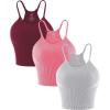 image:imageSunzel Free to Be Tank Crop Ribbed Tank Tops Seamless Racerback Camisoles No pad Camis Cropped Workout Gym YogaDarkred Gumpink Grey3pcscrop