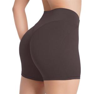 image:imageSunzel No Front Seam High Waist Gym Shorts for Women Squat Proof Biker Shorts with Tummy Control for Yoga Workout RunningSeal Brown