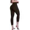 image:imageSustainable Butt Lifting Capri Leggings with Pockets for Women High Waisted No Front Seam Tummy Control Workout Yoga PantsSeal Brown