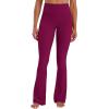 image:imageSunzel No Front Seam Flare Leggings for Women with Pockets Hidden Butt Lifting Scrunch Tummy Control Mini Flared Yoga PantsSangria