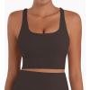 image:imageSunzel Sunzfly Sports Bra for Women Scoop Neck Crisscross Back Padded Low Impact Bras Tops for Workout Yoga GymJava Dark Brown
